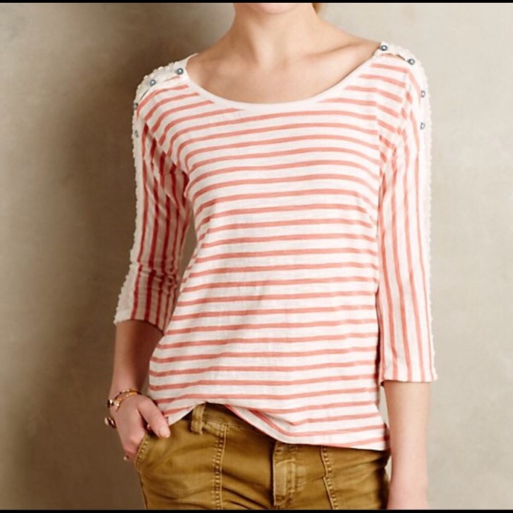 E135 Little Yellow Button | Mabel Swiss dot striped top - Picture 8 of 8